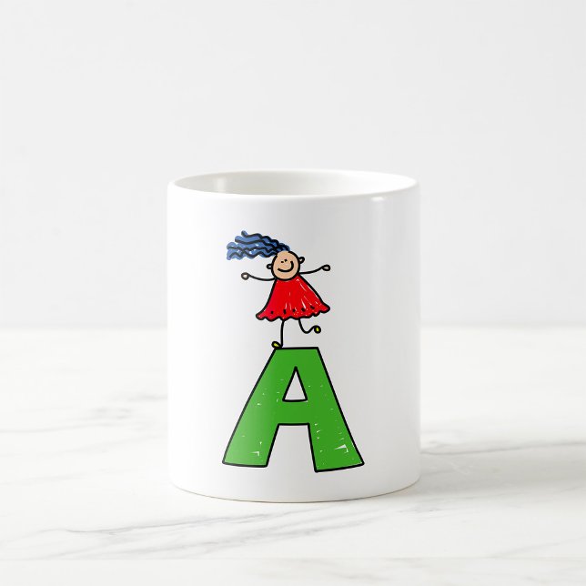 Girl Dancing on Green Letter A Fun Alphabet  Coffee Mug (Creator Uploaded)