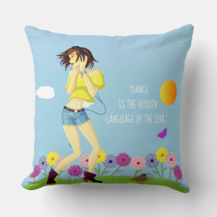 Girl Dancing With A Quote Throw Pillow