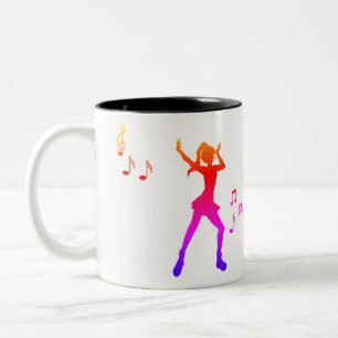 Girl dancing with Music Notes – Cool K-Pop Two-Tone Coffee Mug