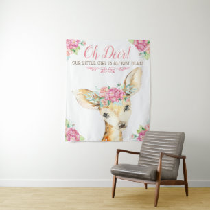 Girl Deer Baby Shower Backdrop