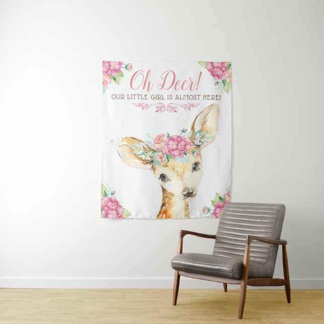Girl Deer Baby Shower Backdrop (In Situ)