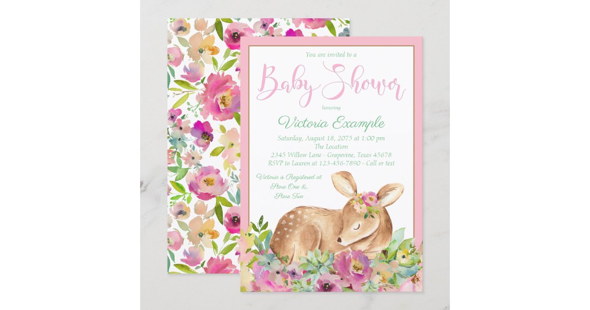 Girl Deer Baby Shower Invitations | Zazzle