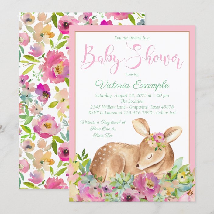 Girl Deer Baby Shower Invitations | Zazzle.com