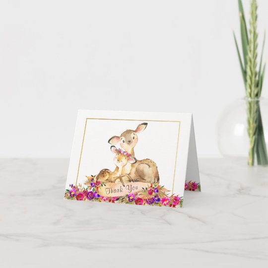 Girl Deer Baby Shower Thank You Cards | Zazzle.com