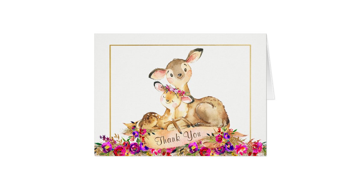 Girl Deer Baby Shower Thank You Cards | Zazzle.com