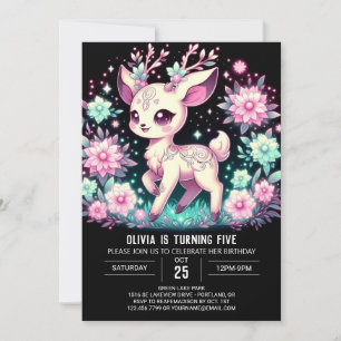Girl Deer Digital Birthday  Invitation