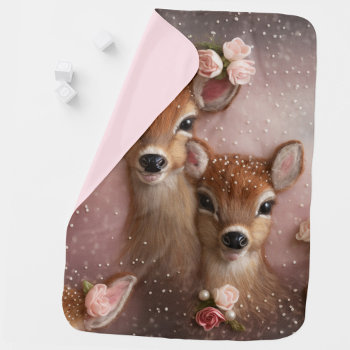 Girl Deer Floral Pearl Baby Blanket by The_Baby_Boutique at Zazzle