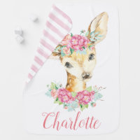 Girl Deer Personalized Baby Blanket