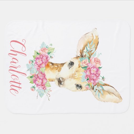 Girl Deer Personalized Baby Blanket Zazzle