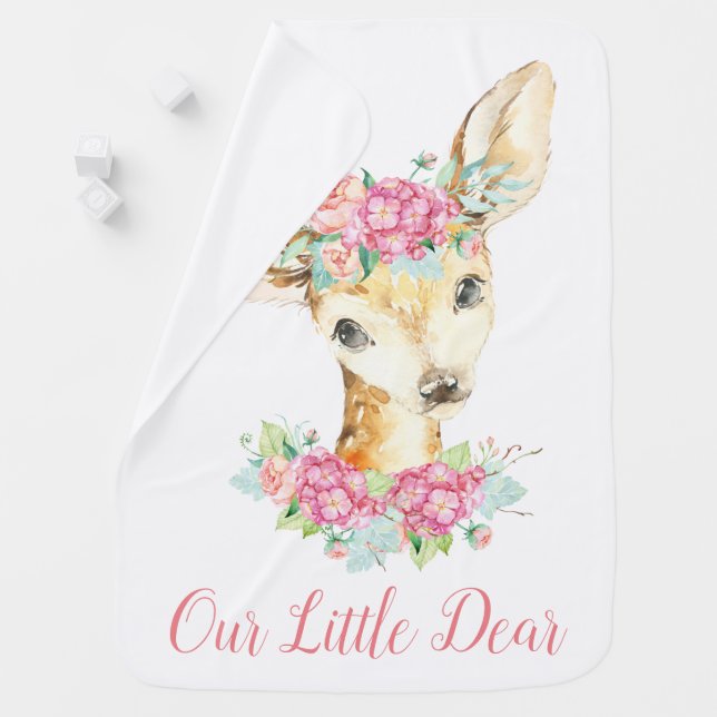 Girl Deer Personalized Baby Blanket (In Situ)