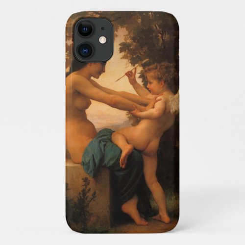 Girl Defending Herself Against Cupid by Bouguereau iPhone 11 Case