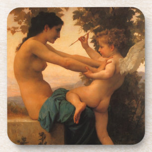 Girl Defending Herself Against Cupid by Bouguereau Coaster