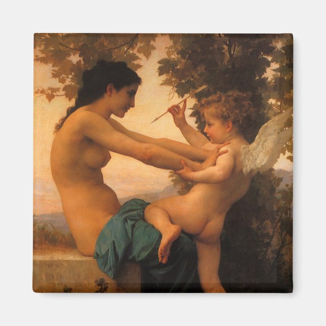 Girl Defending Herself Against Cupid by Bouguereau Magnet (Front)