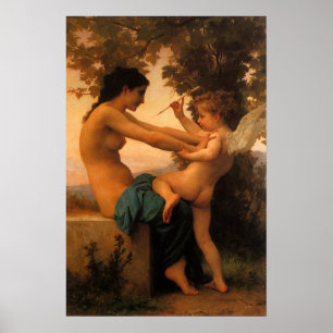 Girl Defending Herself Against Cupid by Bouguereau Poster