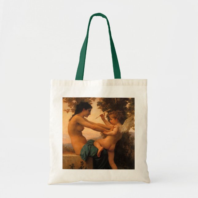 Girl Defending Herself Against Cupid by Bouguereau Tote Bag (Front)