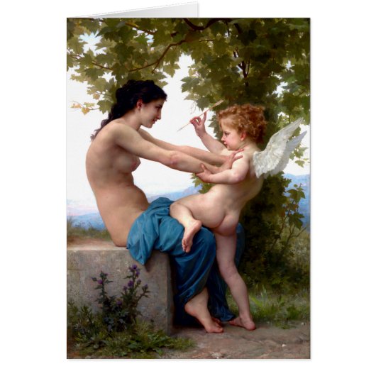 Girl Defending Herself Against Eros Cupid Painting (Front)