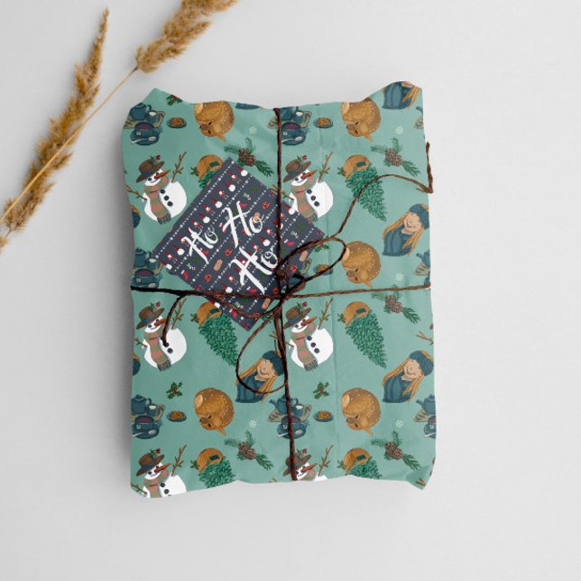 Girl design, cookies and tea, dolls and deer. wrapping paper (Creator Uploaded)