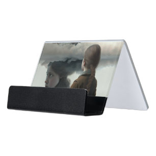 girl desk business card holder