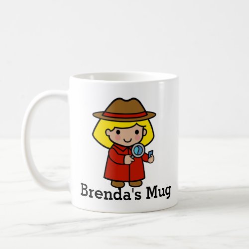 Girl Detective with Magnifying Glass Coffee Mug