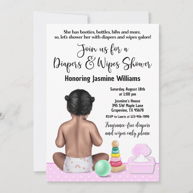Girl Diaper Shower Invitation (Front)