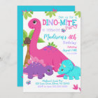 Girl Dinosaur Birthday Invitation / Dino Party