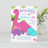Girl Dinosaur Birthday Invitation / Dino Party (Standing Front)