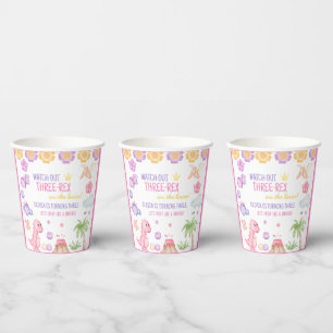 Girl Dinosaur Birthday Paper Cups