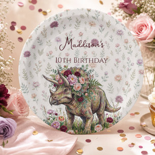 Girl Dinosaur Birthday Paper Plates
