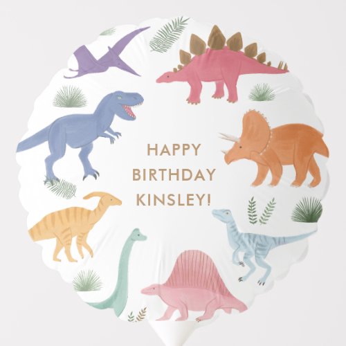 Girl Dinosaur Birthday Party Balloon