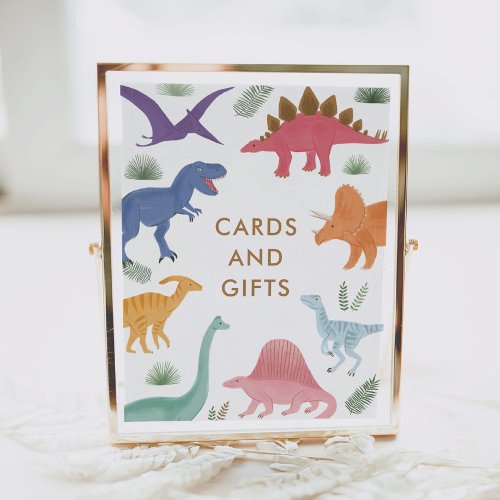 Girl Dinosaur Birthday Party Cards and Gifts Sign