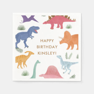 Girl Dinosaur Birthday Party Napkins