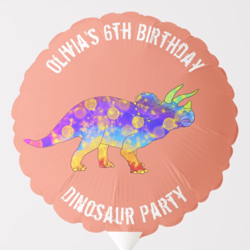 Girl Dinosaur Birthday Party Triceratops Coral Balloon