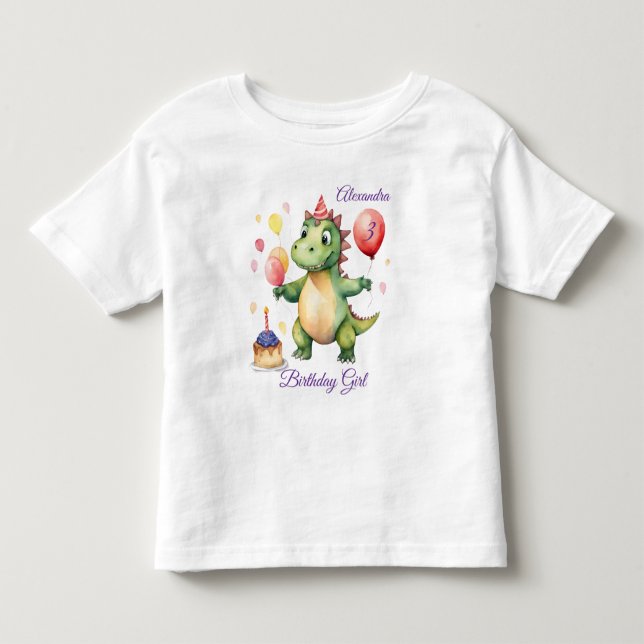 Girl Dinosaur Birthday Toddler T-shirt (Front)