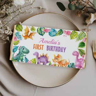 Girl Dinosaur First Birthday Hershey Bar Favors