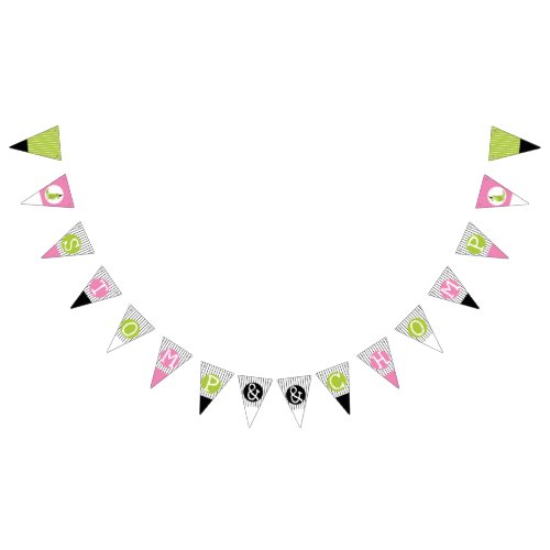 Girl Dinosaur Tutu Birthday Stomp and Chomp Pink Bunting Flags