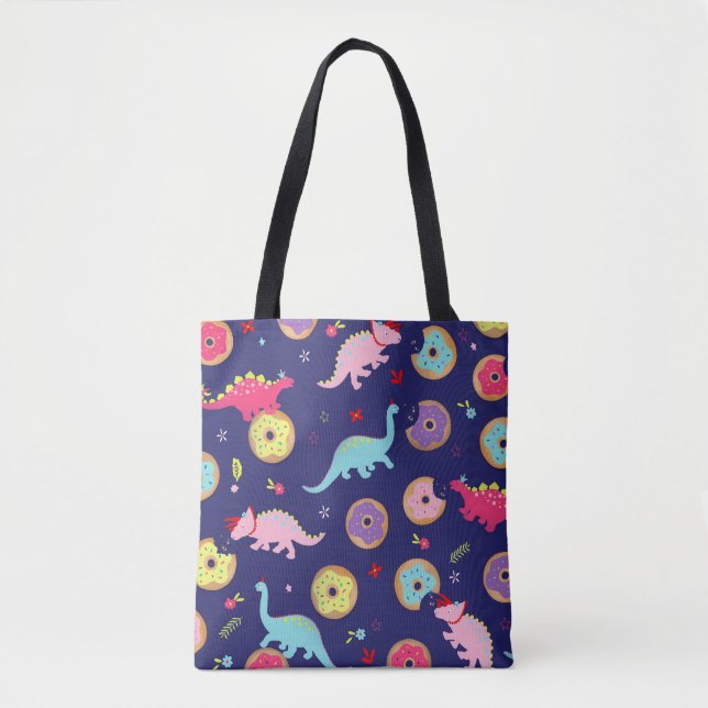 Girl Dinosaurs and Donuts Tote Bag (Front)