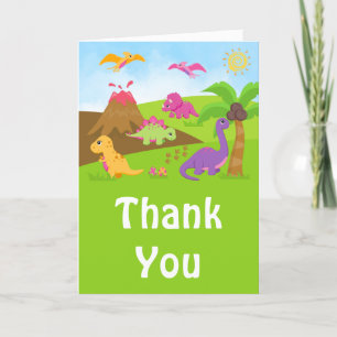 Girl Dinosaurs Birthday Party Thank You Card