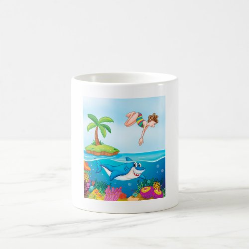 Girl Diving Into The Ocean Coffee Mug