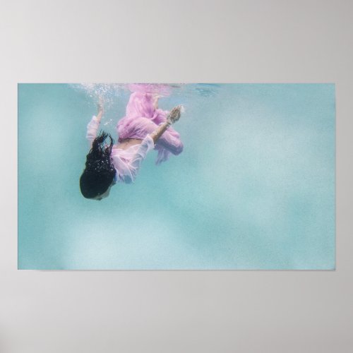 Girl diving underwater poster