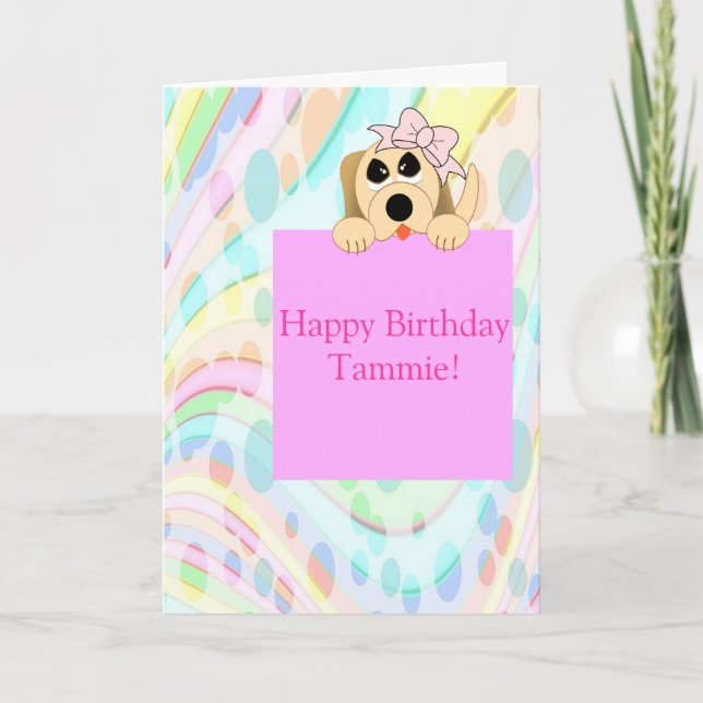 Girl Dog 1st Birthday Card (Front)