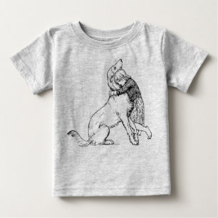 girl dog line art female child baby T-Shirt