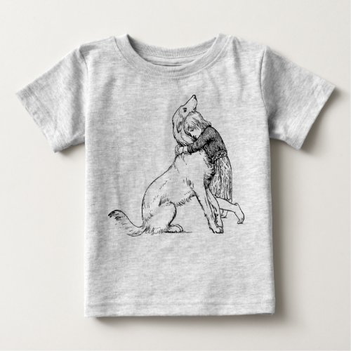 girl dog line art female child baby T_Shirt