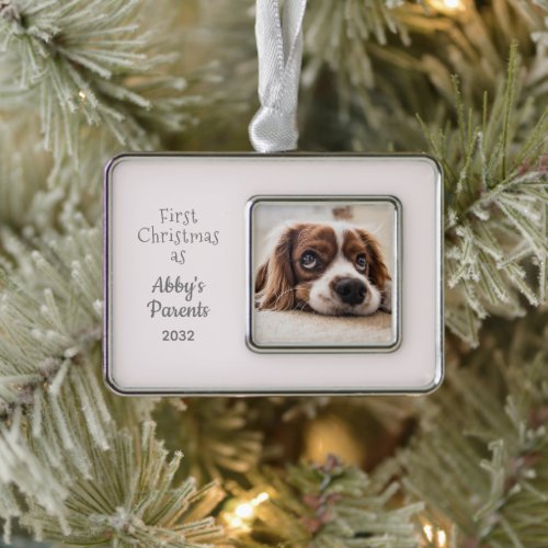 Girl Dog Parents 1st Christmas Personalized Photo Christmas Ornament