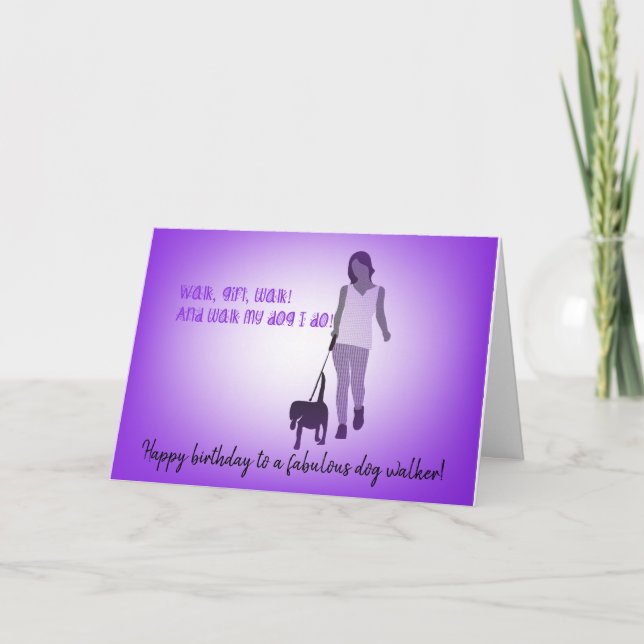 Girl Dog Walker Birthday Card (Front)