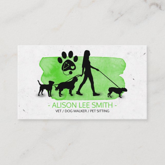 Girl Dog walker / Pet Care Sitting Business Card (Front)