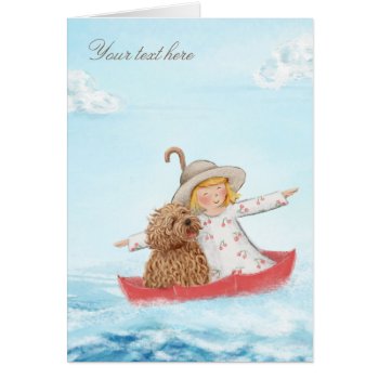 Girl & Dog With Umbrella At The Sea by LabradoodleLove at Zazzle