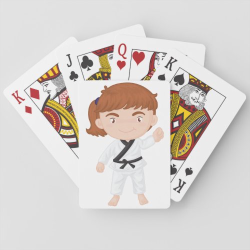 Girl Doing Karate Playing Cards