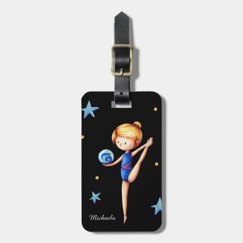 Girl doing rhythmic gymnastics with ball luggage luggage tag