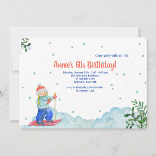Girl Doing Winter Sports Invitation