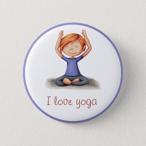 Girl Doing Yoga I Love Yoga Button